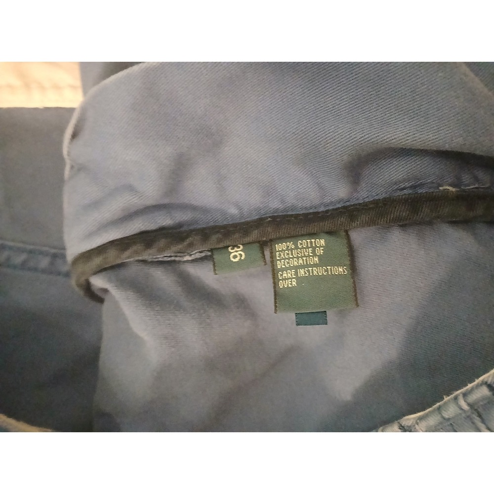 Vintage Polo Ralph Lauren BLUE Cargo Shorts Mens 36'fits 38w Khaki Chino Preppy - Picture 4 of 11